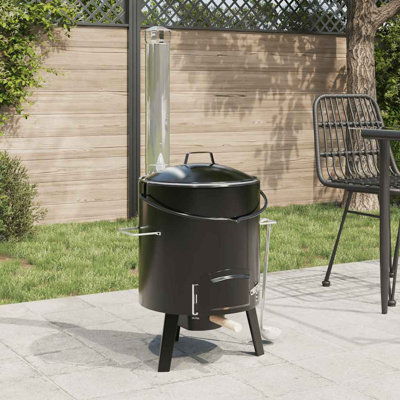 Dakota Fields Cecele 52 cm W Barrel Grill / Smoker Combo Charcoal Grill Gas & Charcoal Combo Grill