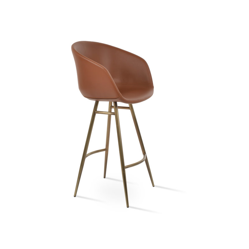 Tabouret de bar et de comptoir Tribeca Galata, Tabouret de comptoir (siège d’une hauteur de 24, Laiton, Gris foncé