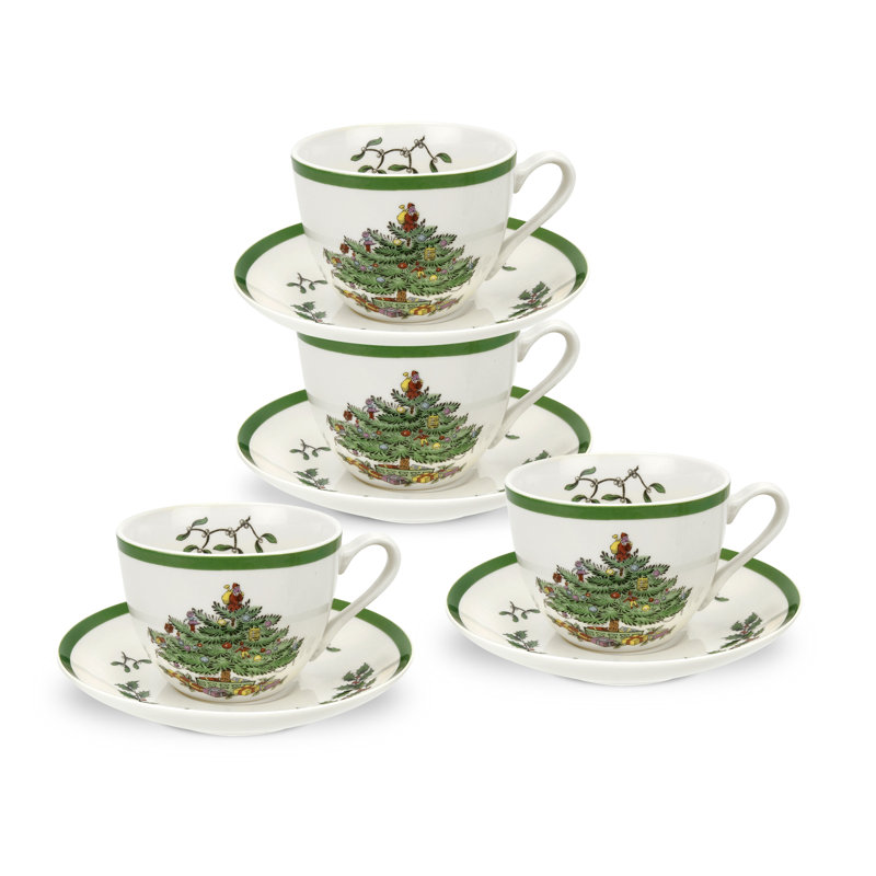 Spode, Christmas Tree - Teacups & Saucers Set
