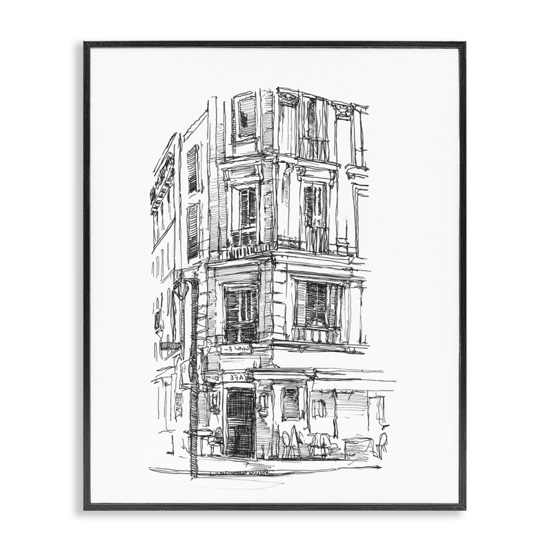 «Parisian Boulevard Architecture», estampe numérique, design par Ethan Harper, H 14 po x l 11 po, Giclée encadrée noir minuit