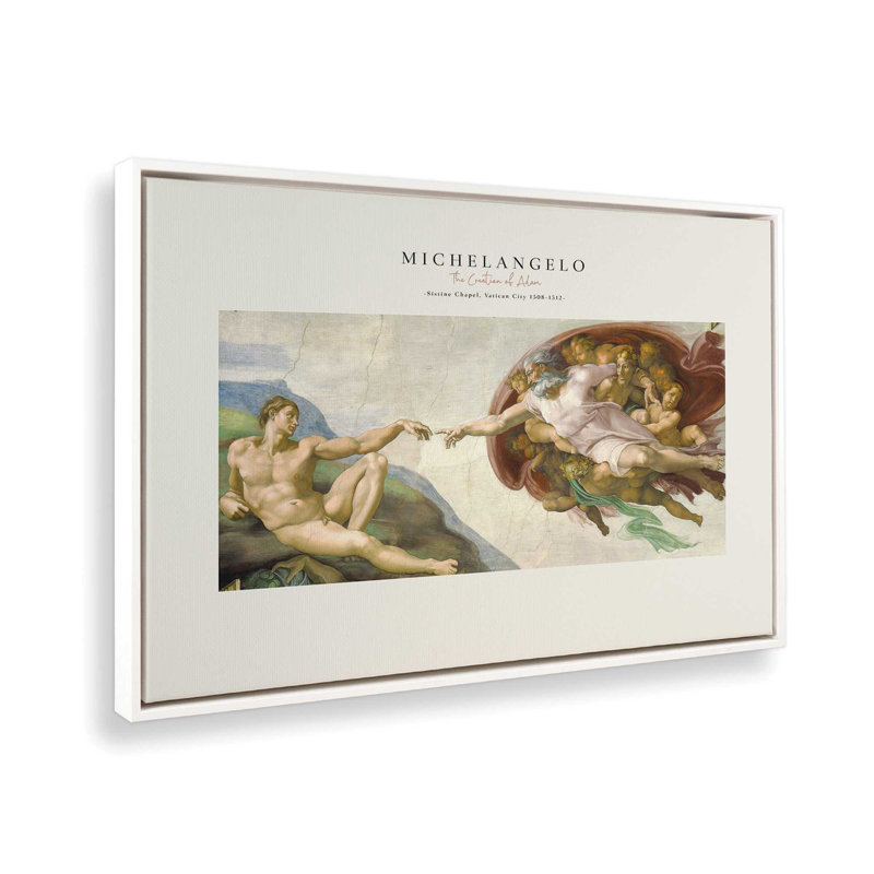 La création d'Adam par Michel-Ange v2, H 20,75 po x l 30,75 po, Blanc opaque