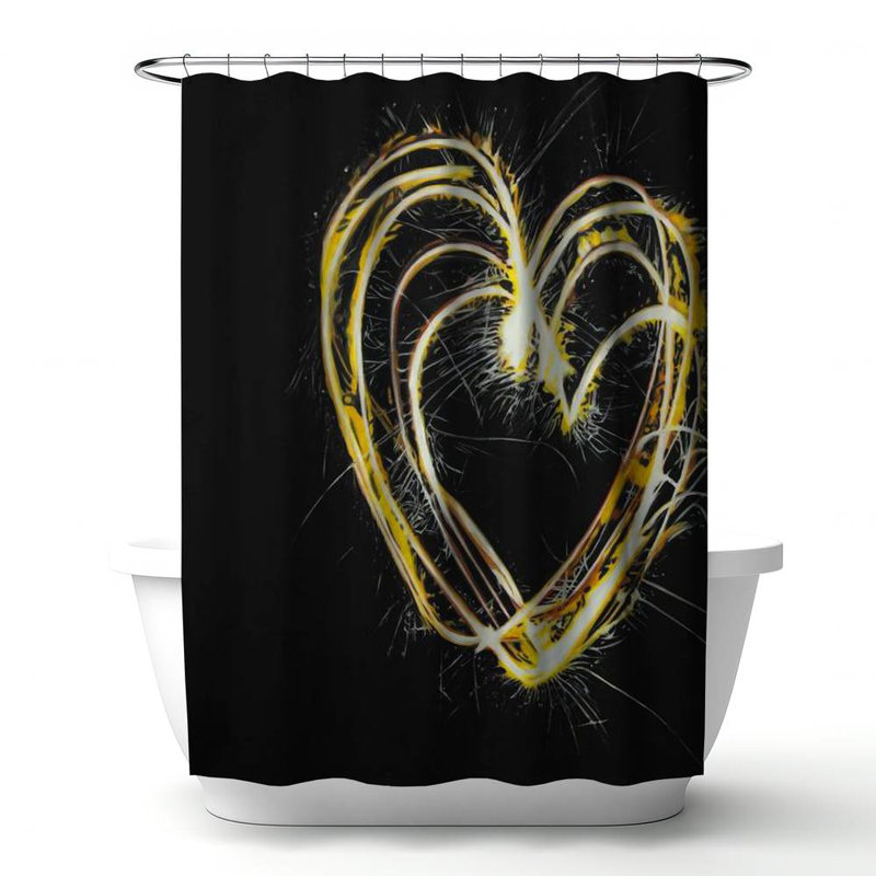 Shower Curtain MI107 – Polyester Shower Curtain, Dye Sublimation Print, 71" W × 74" L, Black/Yellow