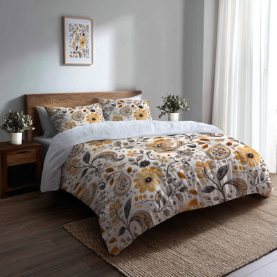 Ensemble de literie Country Farmhouse 3 pièces - Housse de couette et coussin décoratif brun