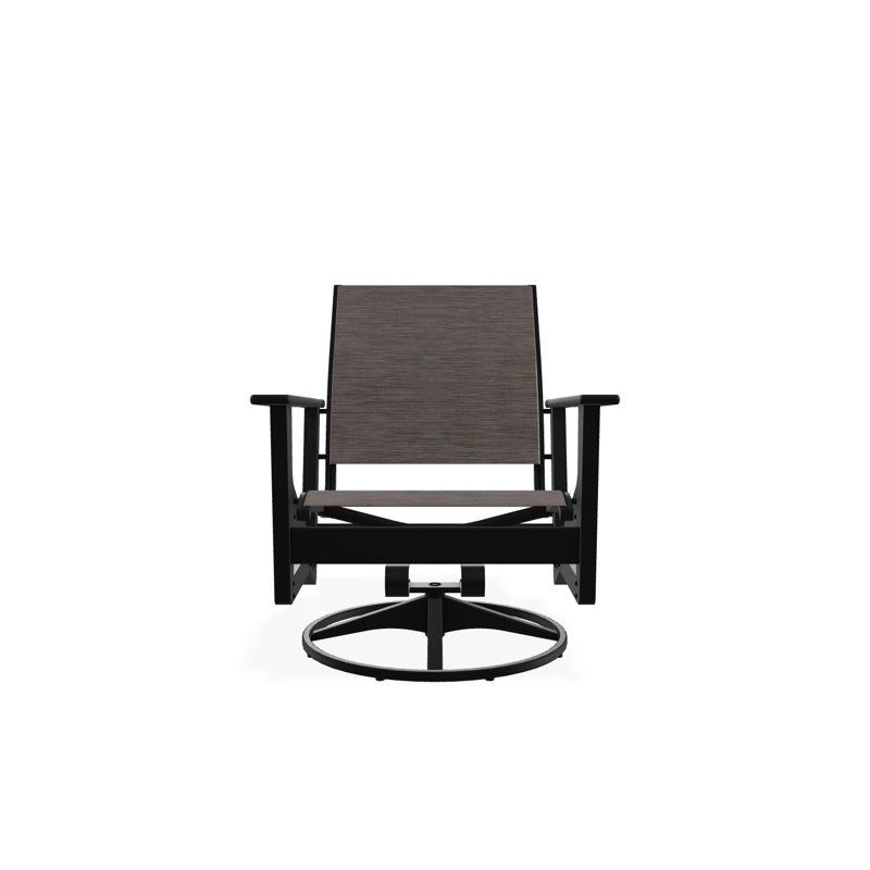 Wexler Outdoor Swivel Lounge Chair, Collect Charcoal, Black