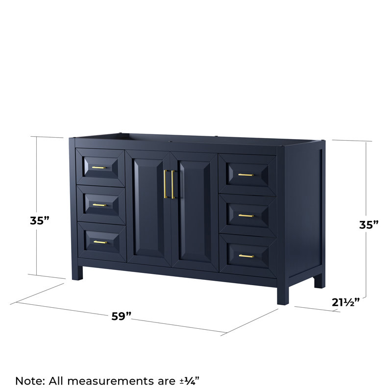 Daria 59'' Single Bathroom Vanity Base Only, Dark Blue/Gold