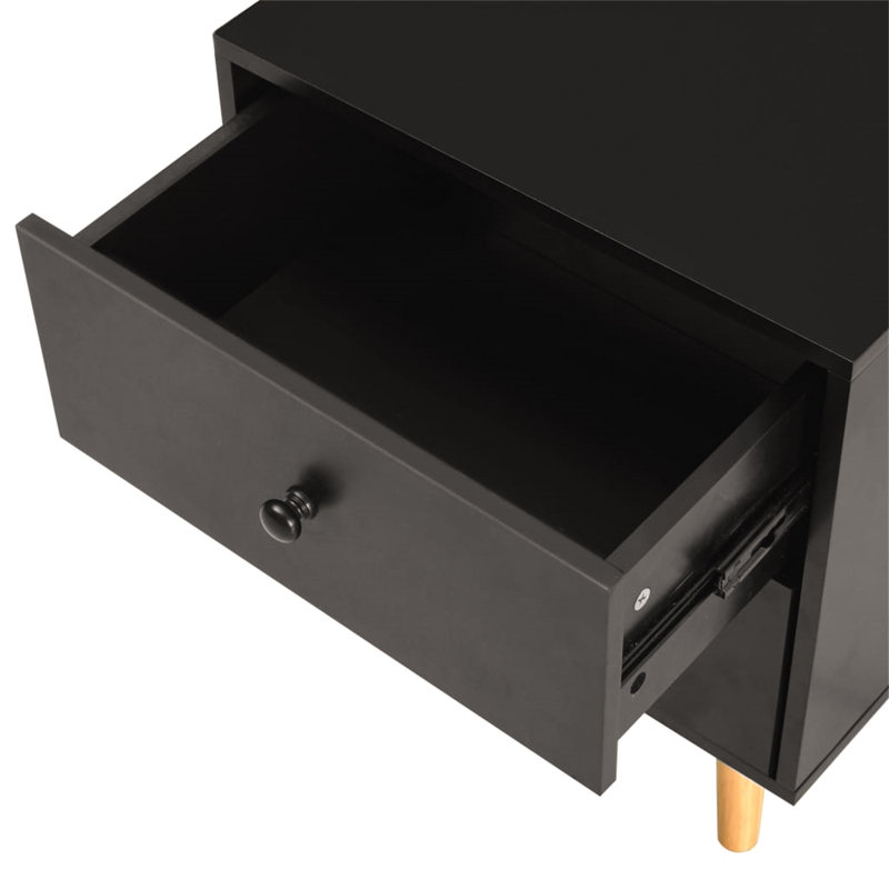 Seth 40 cm W Bedside Table, Black