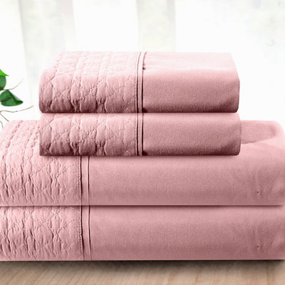 CozyLux 1500 Thread Count Microfiber Bed Sheet Set - Wrinkle Resistant Queen Size with Quilted Design - Soft & Luxurious Feel