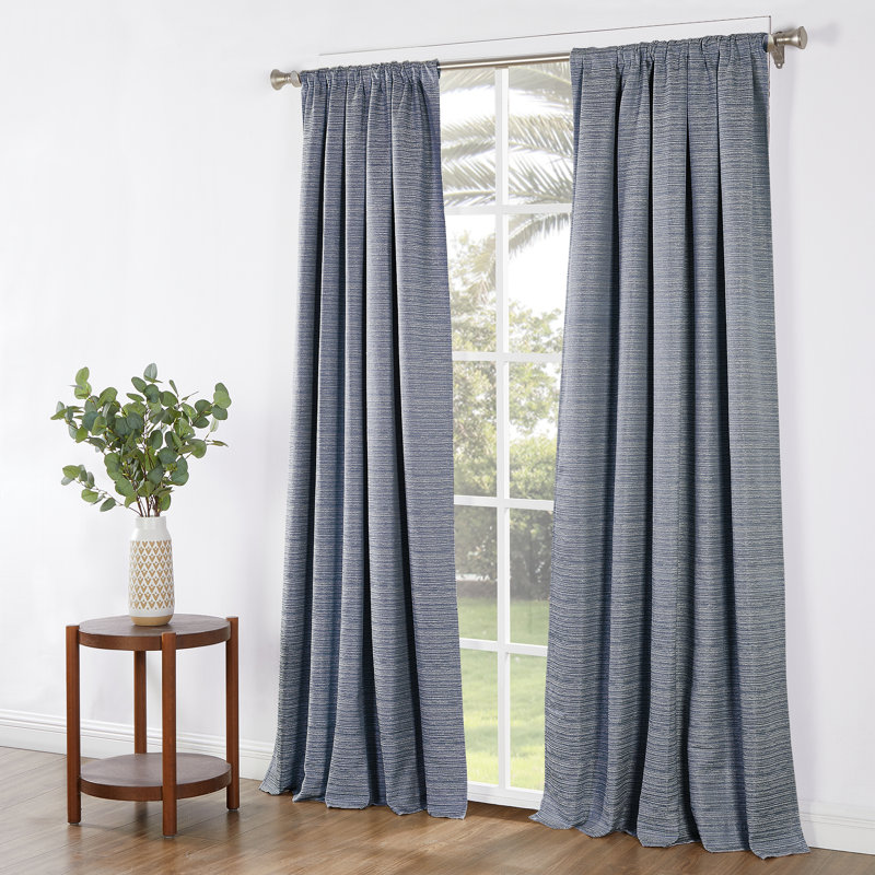Canh Curtain Single Panel, 52" W x 96" L, Navy