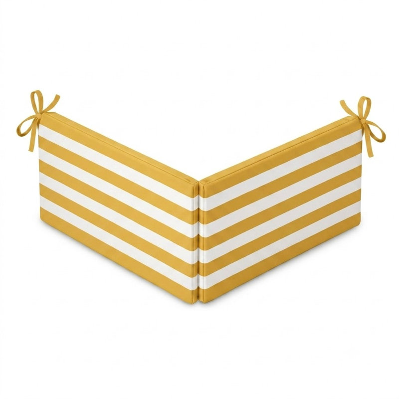 Garden Bench Pad Seat Cushion, Yellow Striped