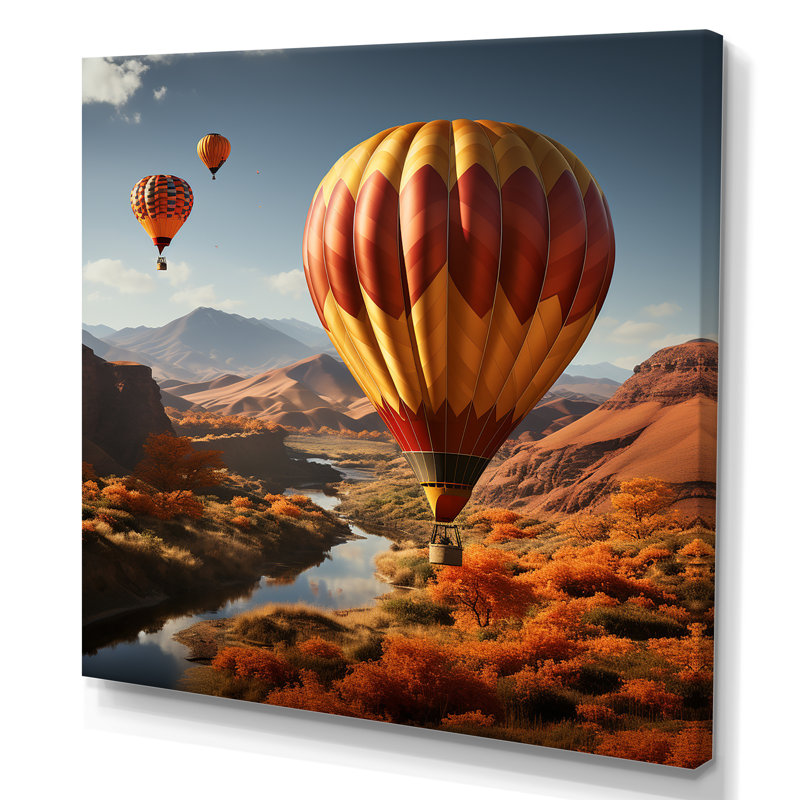 Expressionist Balloon Journey - Imprimé, H 30 po x l 30 po x P 1 po, Toile tendue