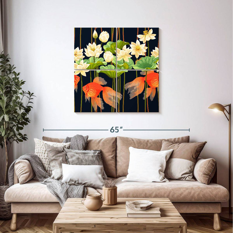 Brampt Goldfish And Lotus Flowers