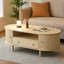 Table basse moderne avec porte à enroulement, tiroir en acrylique et rangement Aroa-128835479