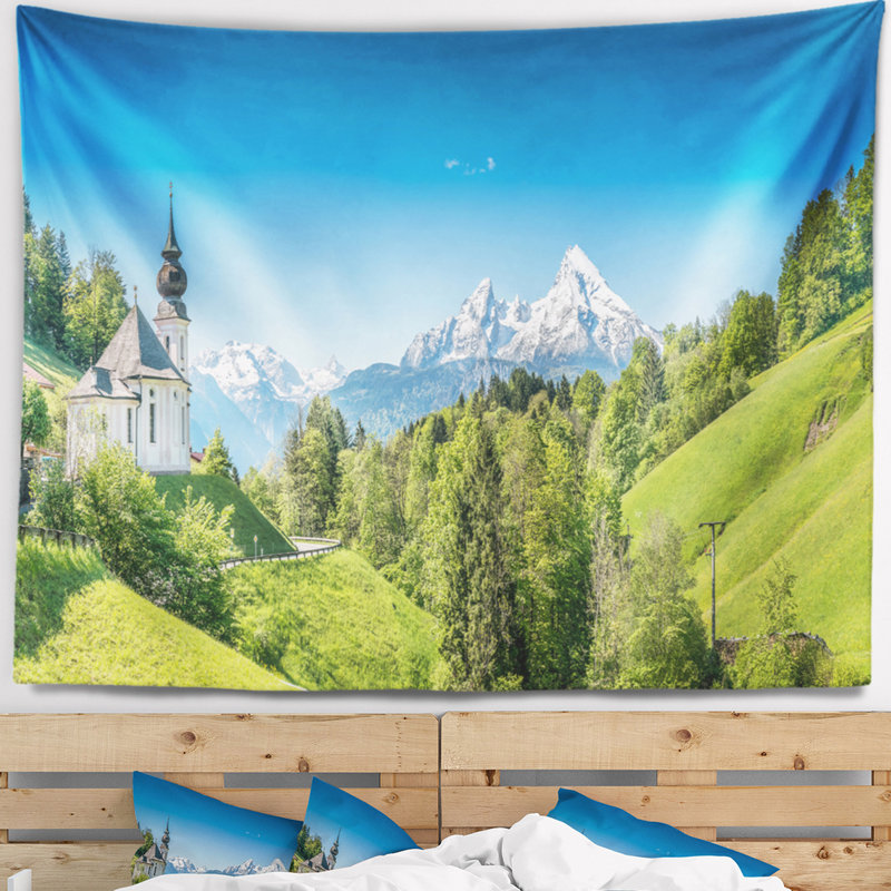Tapisserie de bavarois alps paysage "green mountain view of, H 50 po x l 60 po