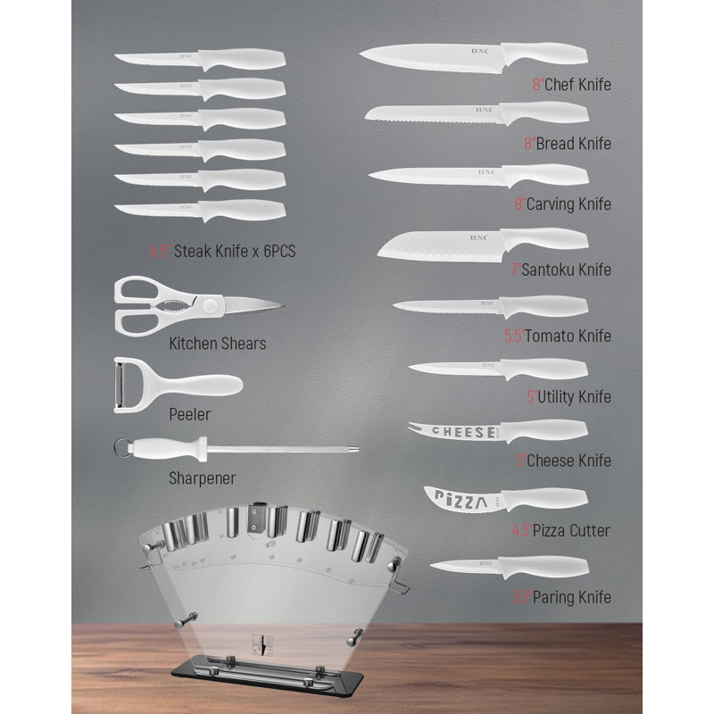 19 Pcs Kitchen Knife Set, Stainless Steel, Rust Resistant