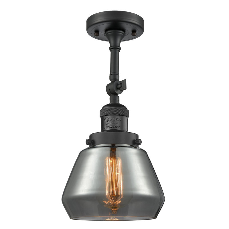 Rivka Glass Semi Flush Mount, No Bulb Included, Plated Smoked, Matte Black