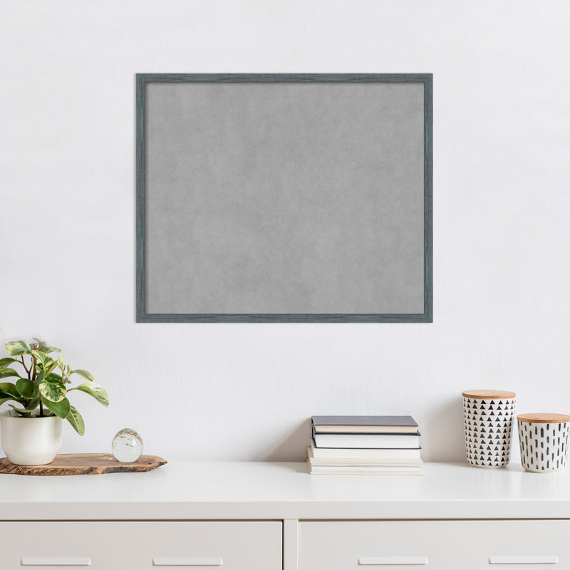 Tableau magnétique encadré étroit bleu-gris rustique, 21" H x 25" W