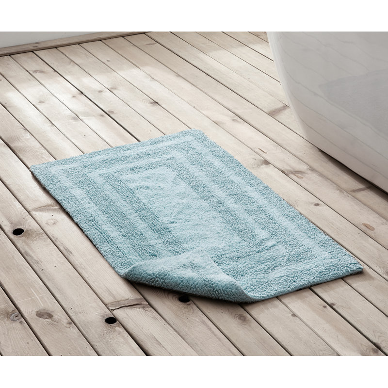 Logan Sea Blue Cotton 2-Piece Machine-Washable Bath Rug Set