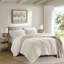 Ensemble de literie de luxe en chenille, édredon simple et taie décorative, design moderne ivoire