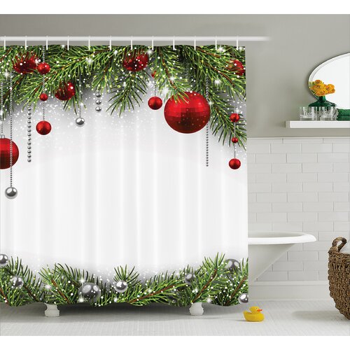 The Holiday Aisle® Mixed Shower Curtain with Hooks Included & Reviews ...