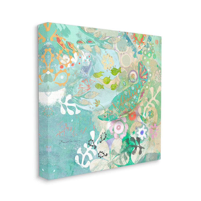 " Paisley Fish Pattern " by Evelia Designs, 17" H x 17" W x 1.5" D