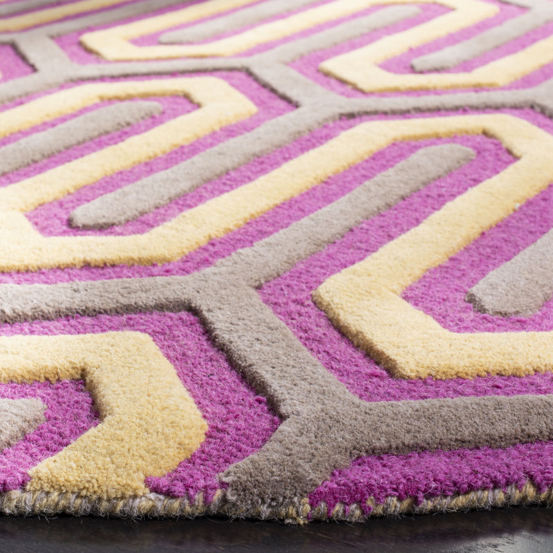 Deedgra Hand Tufted Wool Geometric Rug, Rectangle 3' x 5'