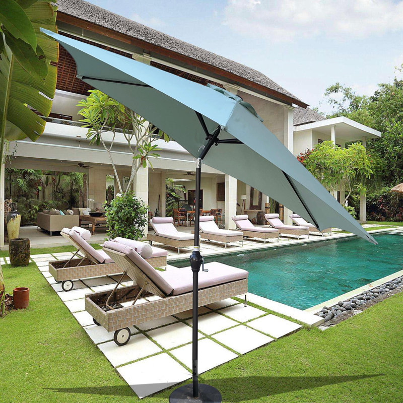 Parasol d'extérieur en métal pour patio, Vert givré