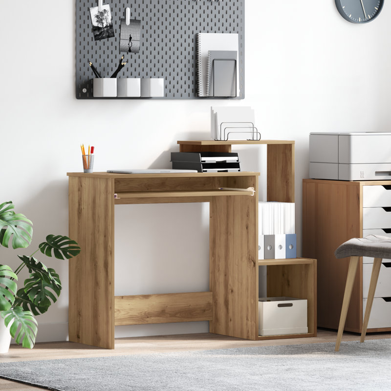 Computer Desk Engineered Wood, MDF Medium, Artisan Oak