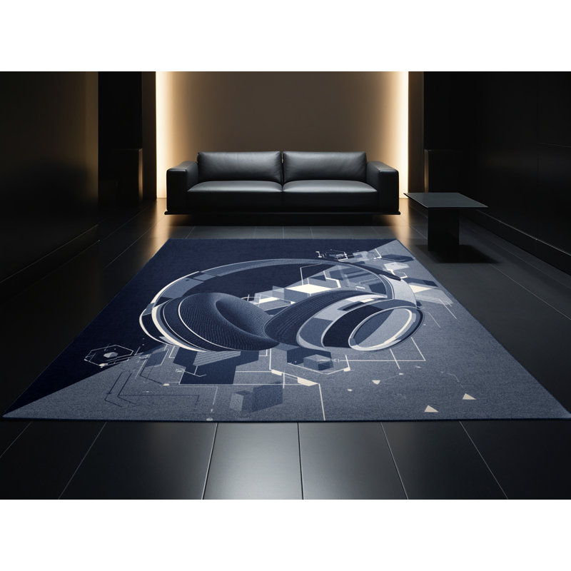 Tapis géométrique moderne lavable à la machine Patrizius Vr Headset, 7 x 9