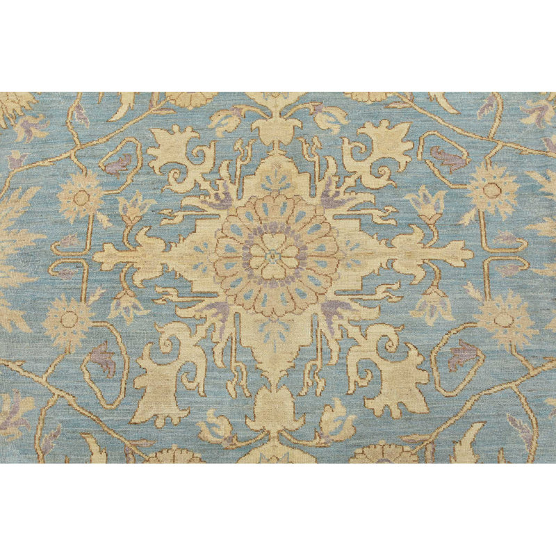 One-of-a-Kind Rectangle 8'2" X 10'1" New Age Wool Area Rug in Blue/Beige