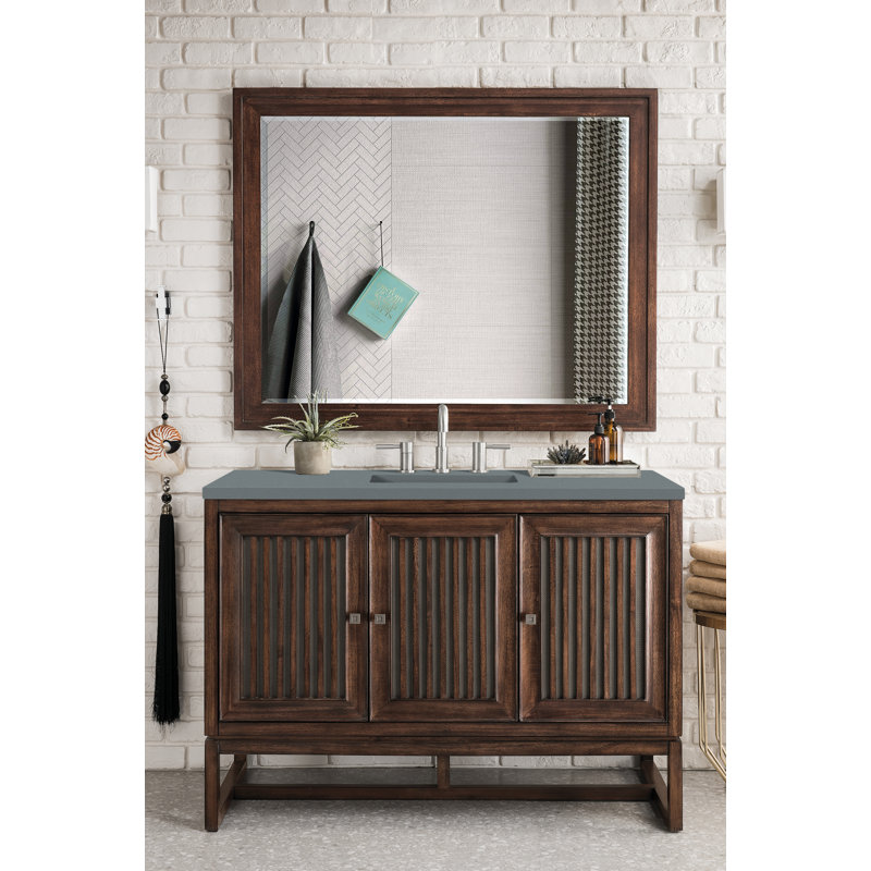 Athens 48'' W Single Vanity, Cala Blue, Glossy White, 8" Widespread