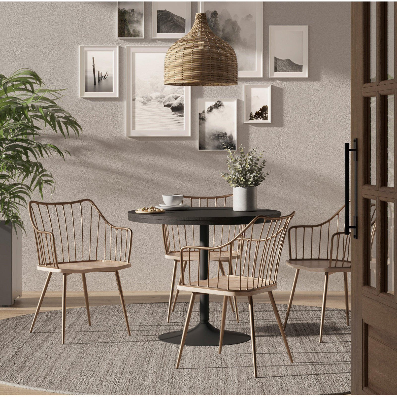 Fianna Slat Back Arm Chair, White Washed