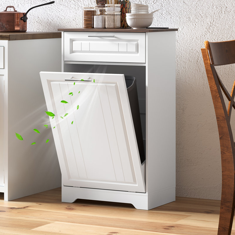 Armoire à poubelle à bascule de 10 gallons avec fonction désodorisante, 10 gallons, Blanc