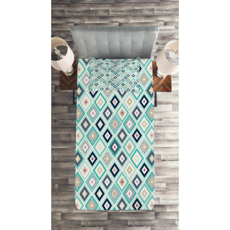 Diamond Traditional Polyester Geometric Shapes Coverlet, Twin Bedspread + 1 Sham