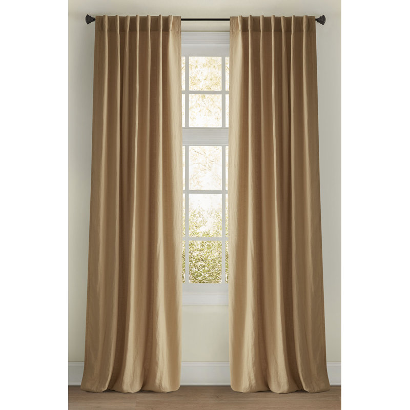 Dante Laundered Linen Drapery Panel, Gold, 50" W x 108" L