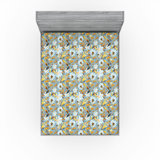 Ambesonne Nature Fitted Sheet Leaves Botanical Style Art