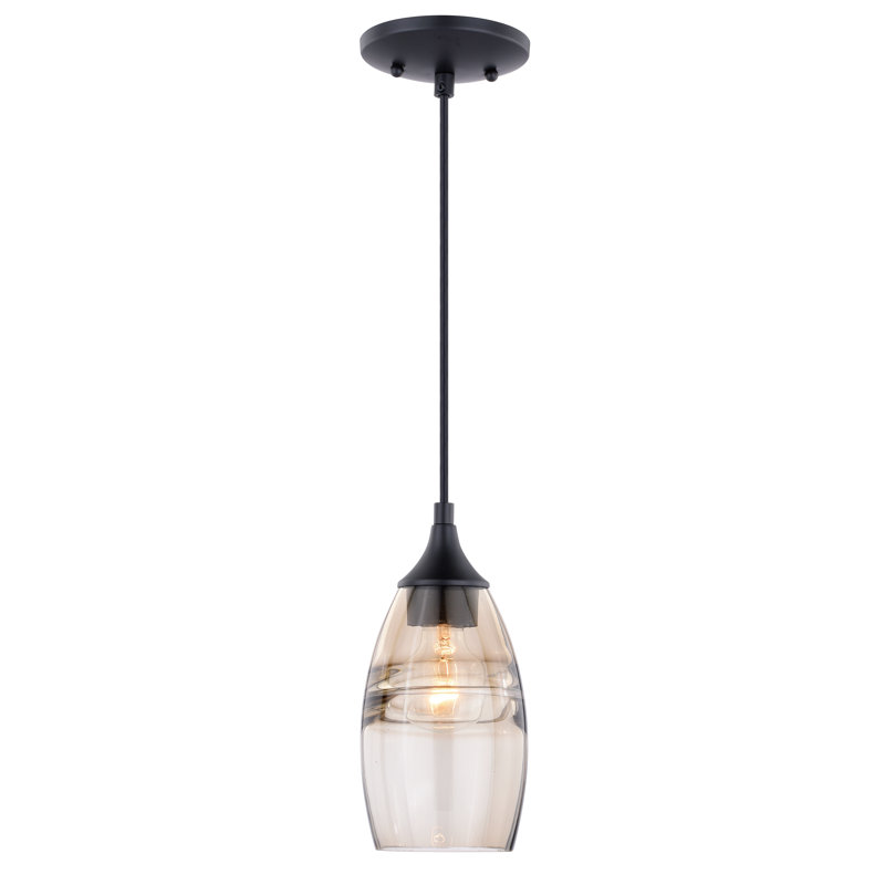 Milano Oil Rubbed Bronze Mini Pendant with Amber Glass