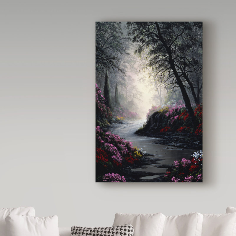 Fikes «Garden Scene 23», reproduction de peinture à l'huile sur toile tendue, H 24 po x l 16 po