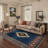 Abrahamson Vega Geometric Machine Washable Blue / Brown Indoor Area Rug with Non-Slip Backing-163664963