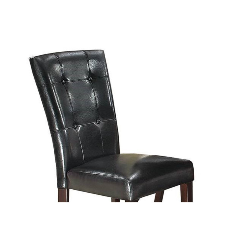 Jaroslaw Tufted Faux Leather Upholstered Parsons Chair, Black