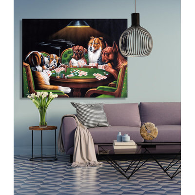 Toile encadrée, "Mignons chiens jouant au poker", art mural, peinture décorative pour le bureau, la salle à manger, le salon, la salle de bain et la chambre à coucher