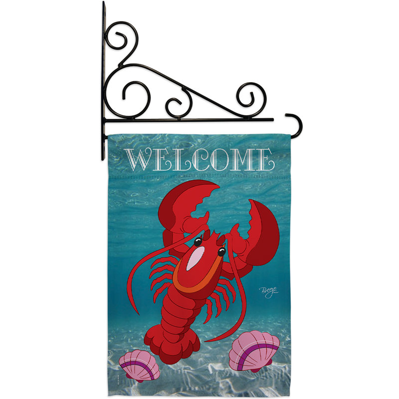 Coussin décoratif à 2 faces 19 x 13 po en polyester décoratif Lobster-impressions Ensemble de drapeaux