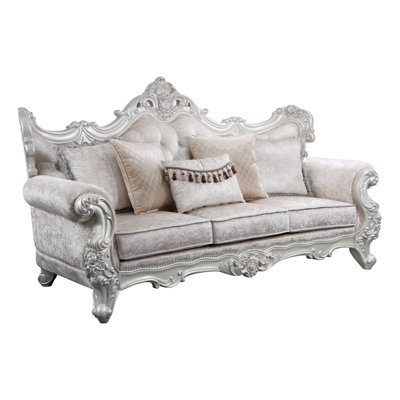 Melrose Traditional Style Sofa In Champagne And Silver Brush Finish Made With Wood