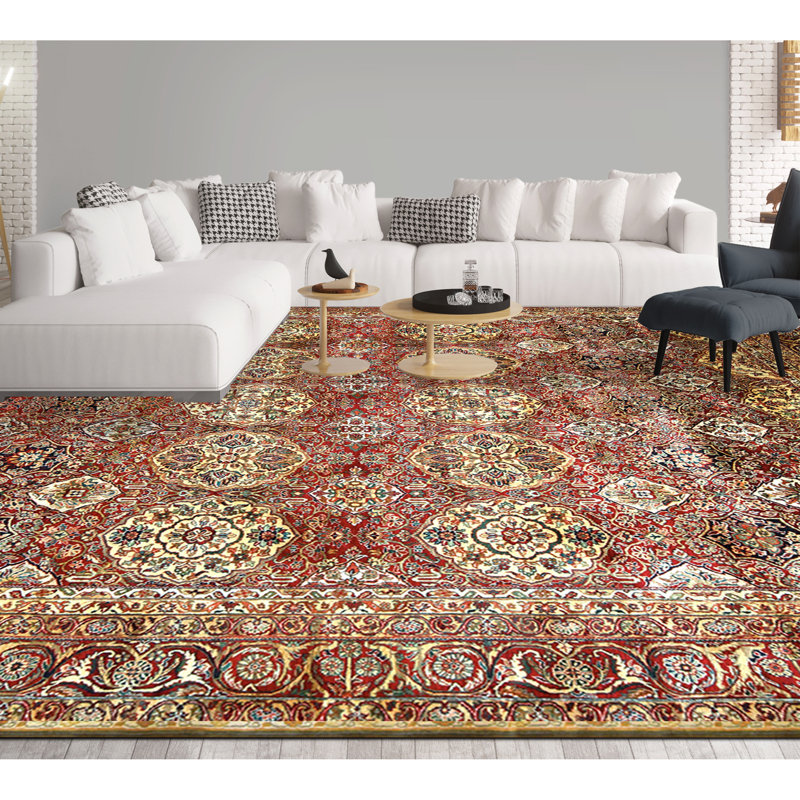 Tapis rectangulaire en laine noué à la main