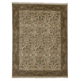 High-Quality Hand-Knotted Ivory And Brown Area Rug