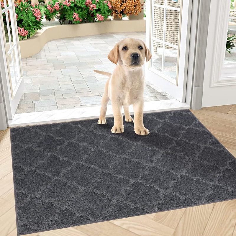 Non-Slip Geometric Doormat, 50.8cm W x 81.3cm L, Dark Grey