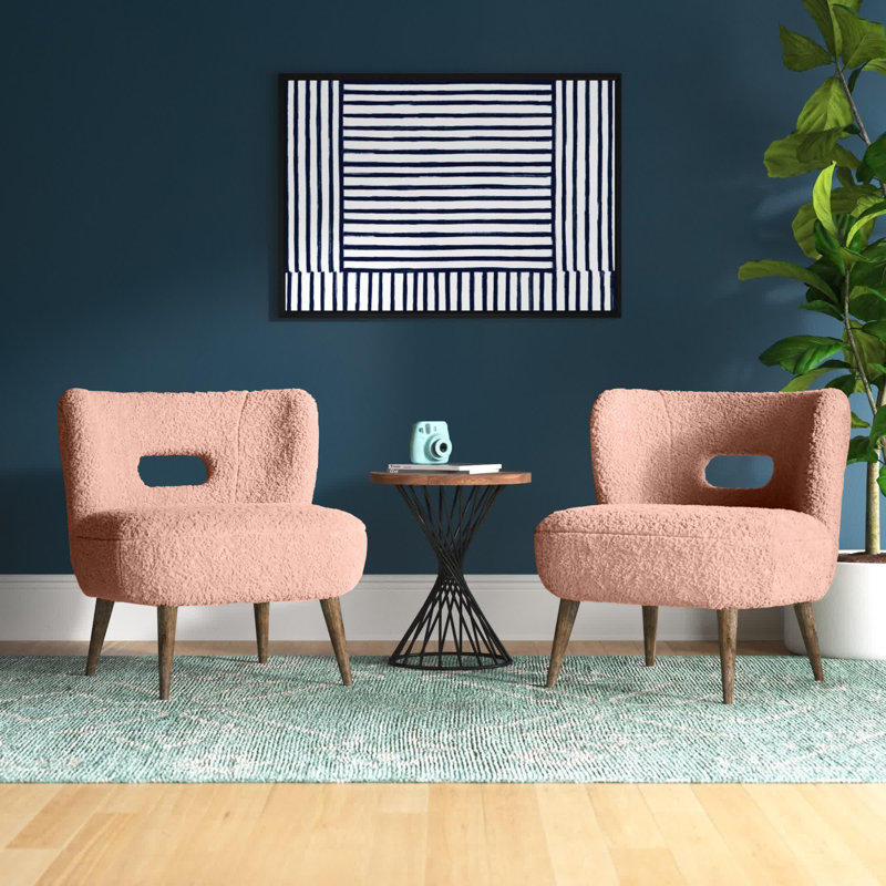 Chaise d'appoint rembourrée en bois Corinne, Polyester rose