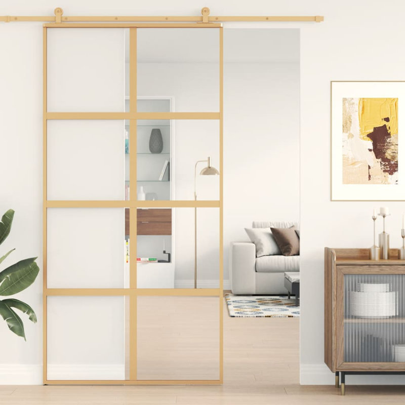 Bucknell Sliding Door, 102.5cm W x 205cm H, Gold/Clear
