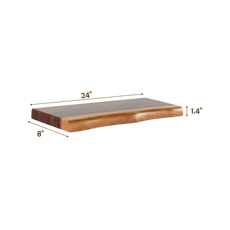 2 Piece Wood Floating Shelf, 3.6cm H x 61cm W x 20.3cm D