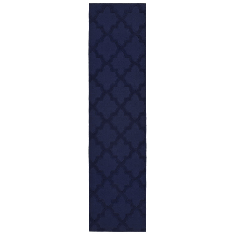 Navy Nasturtium Cut-loop Trellis Area Rug by