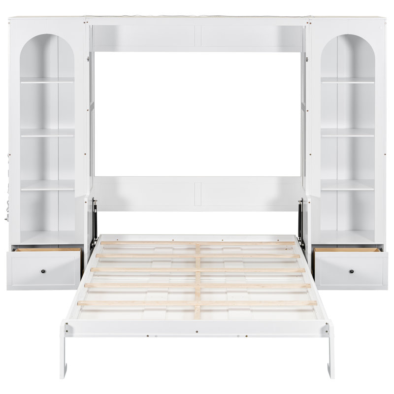 Lit escamotable avec tiroirs et DEL Murphy, Blanc